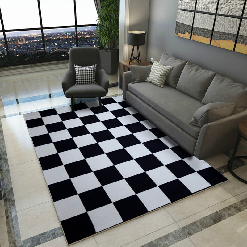 Nordic Geo Print Rug Multi Colored Polypropylene Area Carpet Anti-Slip Backing Pet Friendly Indoor Rug for Living Room Black-White Clearhalo 'Area Rug' 'Modern' 'Rugs' Rug' 2374749