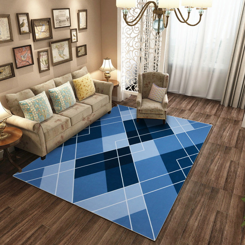 Nordic Geo Print Rug Multi Colored Polypropylene Area Carpet Anti-Slip Backing Pet Friendly Indoor Rug for Living Room Blue Clearhalo 'Area Rug' 'Modern' 'Rugs' Rug' 2374750