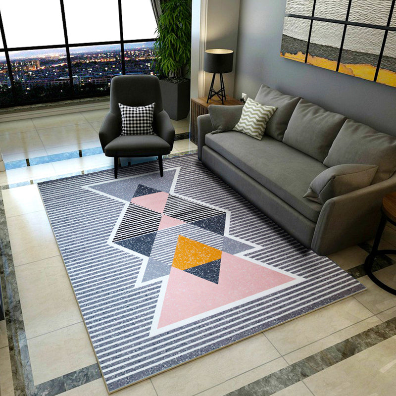 Nordic Geo Print Rug Multi Colored Polypropylene Area Carpet Anti-Slip Backing Pet Friendly Indoor Rug for Living Room Gray-Pink Clearhalo 'Area Rug' 'Modern' 'Rugs' Rug' 2374752
