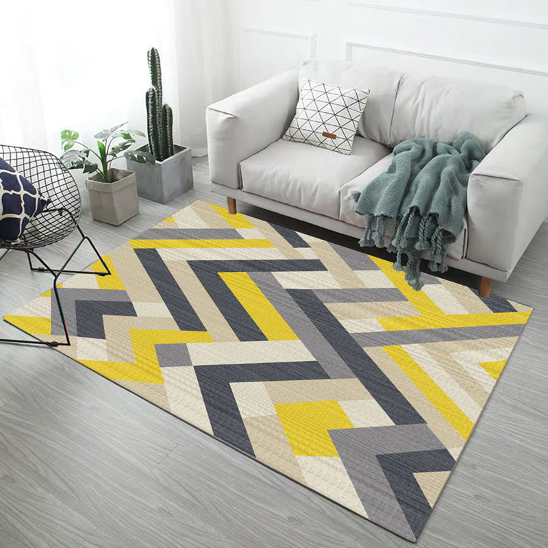 Minimalist Geometric Print Rug Multi-Color Synthetics Indoor Rug Anti-Slip Backing Pet Friendly Area Carpet for Parlor Yellow Clearhalo 'Area Rug' 'Modern' 'Rugs' Rug' 2374753