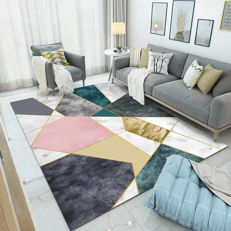 Simple Living Room Rug Multi-Color Geometric Print Indoor Rug Synthetics Anti-Slip Backing Stain-Resistant Carpet Blackish Green Clearhalo 'Area Rug' 'Modern' 'Rugs' Rug' 2374784