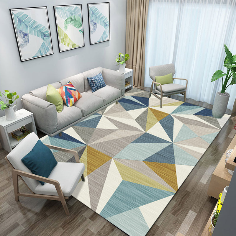 Simple Living Room Rug Multi-Color Geometric Print Indoor Rug Synthetics Anti-Slip Backing Stain-Resistant Carpet Aqua Clearhalo 'Area Rug' 'Modern' 'Rugs' Rug' 2374786