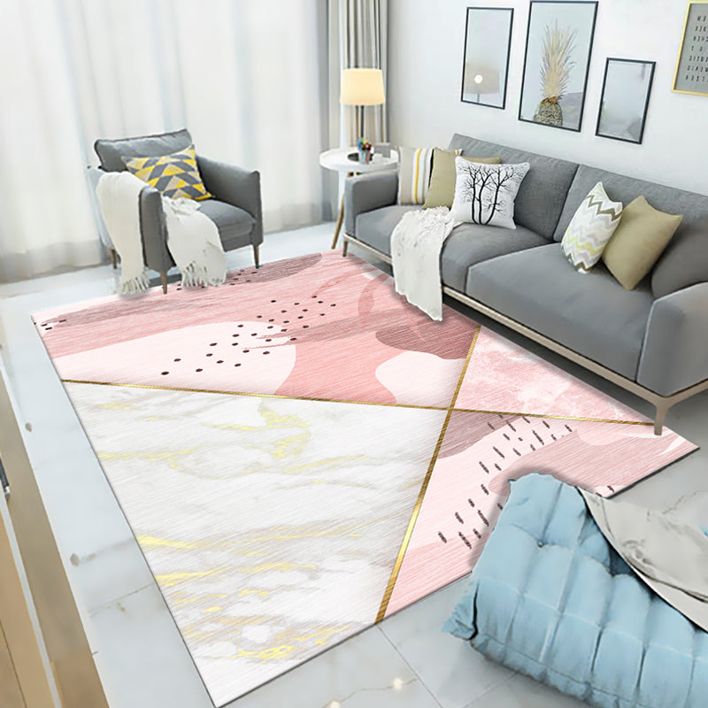 Simple Living Room Rug Multi-Color Geometric Print Indoor Rug Synthetics Anti-Slip Backing Stain-Resistant Carpet Light Pink Clearhalo 'Area Rug' 'Modern' 'Rugs' Rug' 2374795