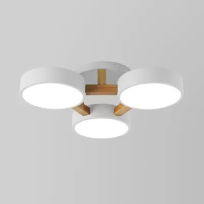 Metal Drum Semi Flush Mount Light Living Room 3 Heads Macaron Loft Ceiling Lamp White Clearhalo 'Ceiling Lights' 'Close To Ceiling Lights' 'Close to ceiling' 'Semi-flushmount' Lighting' 23748