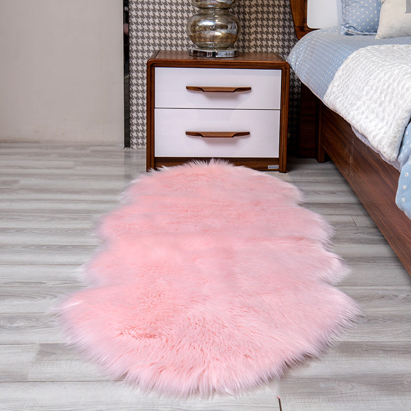 Relaxing Solid Color Rug Multi-Color Artificial Fur Indoor Rug Non-Slip Backing Pet Easy Care Area Carpet for Bedroom Pink Clearhalo 'Area Rug' 'Casual' 'Rugs' Rug' 2374823