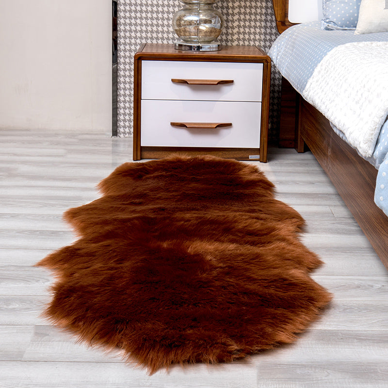 Relaxing Solid Color Rug Multi-Color Artificial Fur Indoor Rug Non-Slip Backing Pet Easy Care Area Carpet for Bedroom Brown Clearhalo 'Area Rug' 'Casual' 'Rugs' Rug' 2374828