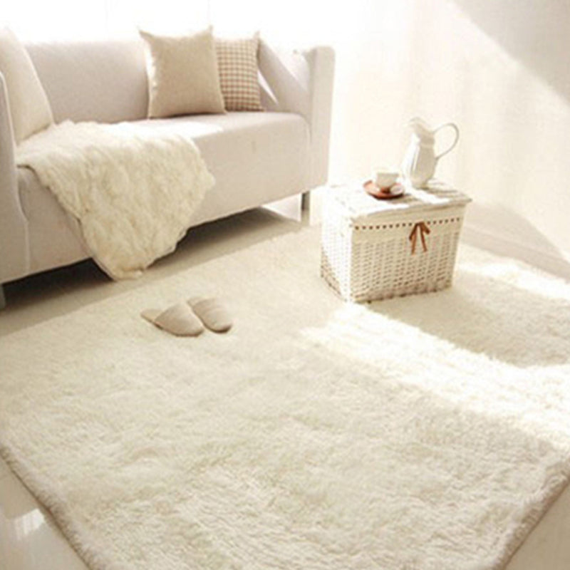 Multi Colored Solid Color Rug Polypropylene Minimalist Area Carpet Anti-Slip Backing Pet Friendly Indoor Rug for Living Room White Clearhalo 'Area Rug' 'Casual' 'Rugs' Rug' 2374887