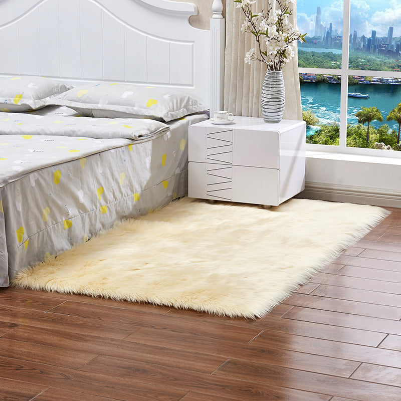 Simple Solid Color Rug Multi Colored Polyster Area Carpet Anti-Slip Backing Pet Friendly Easy Care Indoor Rug for Bedroom Beige Clearhalo 'Area Rug' 'Casual' 'Rugs' Rug' 2374904