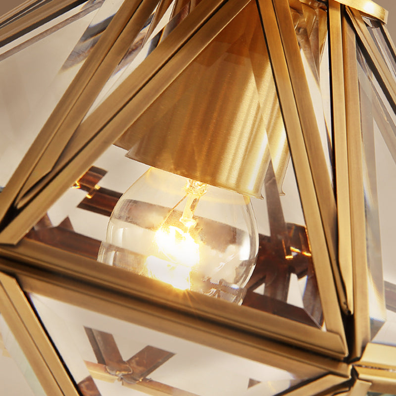 Diamond Clear/Textured White Glass Semi Flush Light Fixture Traditionary 1 Head Ceiling Mount Chandelier for Living Room Clearhalo 'Ceiling Lights' 'Close To Ceiling Lights' 'Close to ceiling' 'Glass shade' 'Glass' 'Semi-flushmount' Lighting' 237534