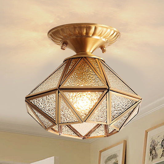 Diamond Clear/Textured White Glass Semi Flush Light Fixture Traditionary 1 Head Ceiling Mount Chandelier for Living Room Textured White Clearhalo 'Ceiling Lights' 'Close To Ceiling Lights' 'Close to ceiling' 'Glass shade' 'Glass' 'Semi-flushmount' Lighting' 237542