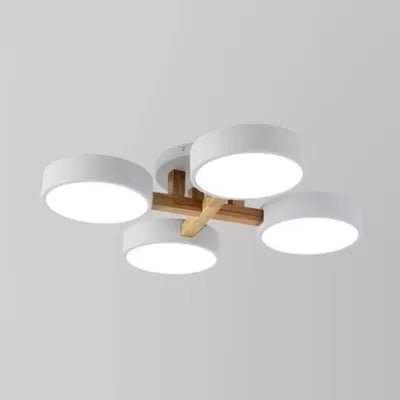 Metal Round Semi Flush Ceiling Light 4 Heads Macaron Stylish Ceiling Lamp for Study Room White Clearhalo 'Ceiling Lights' 'Close To Ceiling Lights' 'Close to ceiling' 'Semi-flushmount' Lighting' 23755