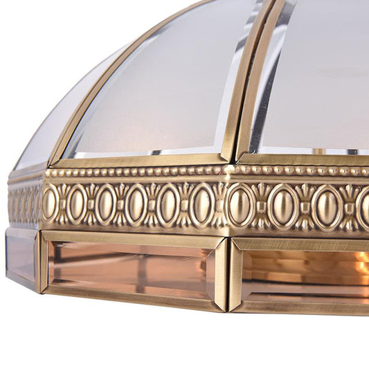 4 Bulbs Umbrella Semi Flush Mount Light Traditional Frosted Glass Ceiling Mounted Fixture in Brass Clearhalo 'Ceiling Lights' 'Close To Ceiling Lights' 'Close to ceiling' 'Glass shade' 'Glass' 'Semi-flushmount' Lighting' 237622