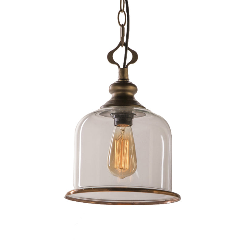 1/3 Light Pendant Lighting Classic Mason Jar Clear Glass Hanging Ceiling Light in Black/Brass Clearhalo 'Ceiling Lights' 'Chandeliers' 'Glass shade' 'Glass' 'Pendant Lights' 'Pendants' Lighting' 237770