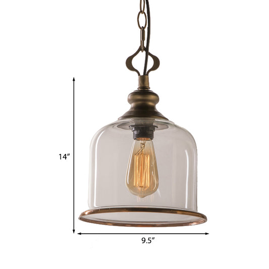 1/3 Light Pendant Lighting Classic Mason Jar Clear Glass Hanging Ceiling Light in Black/Brass Clearhalo 'Ceiling Lights' 'Chandeliers' 'Glass shade' 'Glass' 'Pendant Lights' 'Pendants' Lighting' 237771