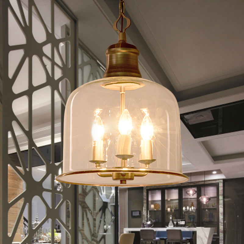 1/3 Light Pendant Lighting Classic Mason Jar Clear Glass Hanging Ceiling Light in Black/Brass Clearhalo 'Ceiling Lights' 'Chandeliers' 'Glass shade' 'Glass' 'Pendant Lights' 'Pendants' Lighting' 237773