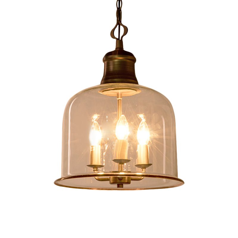 1/3 Light Pendant Lighting Classic Mason Jar Clear Glass Hanging Ceiling Light in Black/Brass Clearhalo 'Ceiling Lights' 'Chandeliers' 'Glass shade' 'Glass' 'Pendant Lights' 'Pendants' Lighting' 237774