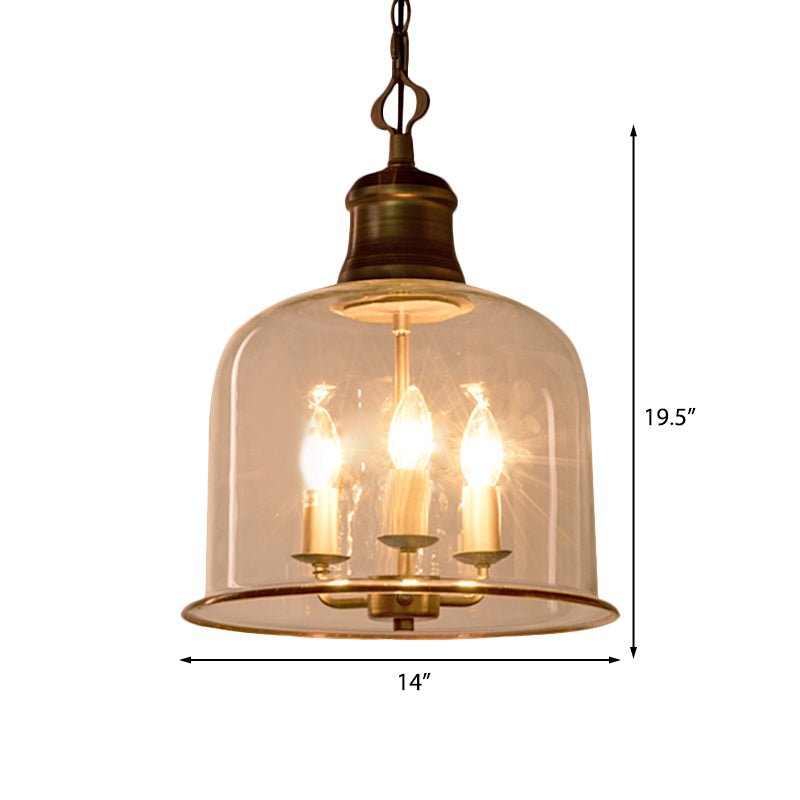 1/3 Light Pendant Lighting Classic Mason Jar Clear Glass Hanging Ceiling Light in Black/Brass Clearhalo 'Ceiling Lights' 'Chandeliers' 'Glass shade' 'Glass' 'Pendant Lights' 'Pendants' Lighting' 237775