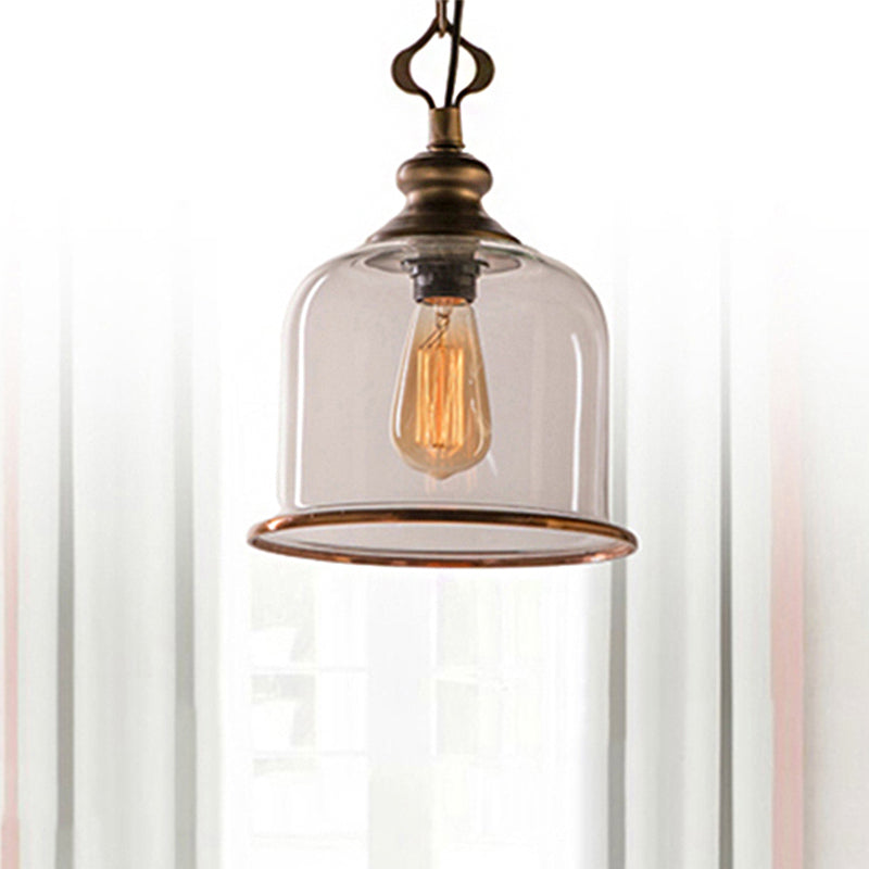 1/3 Light Pendant Lighting Classic Mason Jar Clear Glass Hanging Ceiling Light in Black/Brass Clearhalo 'Ceiling Lights' 'Chandeliers' 'Glass shade' 'Glass' 'Pendant Lights' 'Pendants' Lighting' 237782