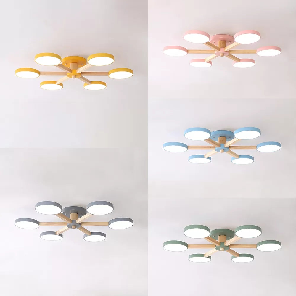 Modern Nordic Semi Flush Mount Light Snowflake 6 Heads Metal Ceiling Lamp for Dining Room Clearhalo 'Ceiling Lights' 'Close To Ceiling Lights' 'Close to ceiling' 'Semi-flushmount' Lighting' 23795