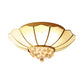 Dome Flush Mount Traditional Frosted Glass 21"/25.5" Wide 4/6 Bulbs Brass Ceiling Mount Chandelier with Crystal Drop Clearhalo 'Ceiling Lights' 'Close To Ceiling Lights' 'Close to ceiling' 'Flush mount' Lighting' 238148