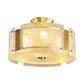 Brass Drum Semi Flush Mount Lamp Traditionary Textured Glass 4 Heads Ceiling Mounted Light for Living Room Clearhalo 'Ceiling Lights' 'Close To Ceiling Lights' 'Close to ceiling' 'Glass shade' 'Glass' 'Semi-flushmount' Lighting' 238161