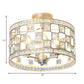 3 Bulbs Cylinder Semi Flush Light Traditionary Clear Glass Ceiling Mounted Fixture in Silver/Gold for Dining Room Clearhalo 'Ceiling Lights' 'Close To Ceiling Lights' 'Close to ceiling' 'Glass shade' 'Glass' 'Semi-flushmount' Lighting' 238166