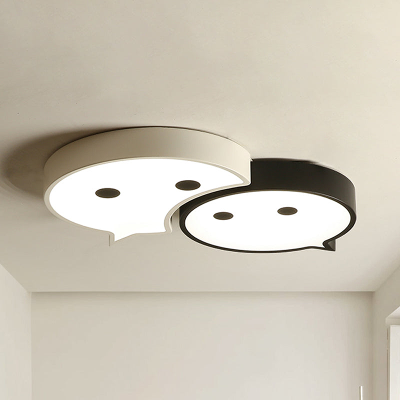 Baby Elf LED Ceiling Mount Light Cartoon Metal and Acrylic Ceiling Lamp for Child Bedroom Black-White Clearhalo 'Ceiling Lights' 'Close To Ceiling Lights' 'Close to ceiling' 'Flush mount' Lighting' 238204