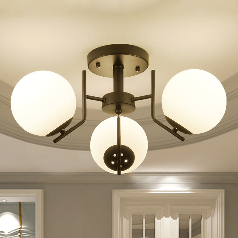 3/5/6 Lights Sputnik Semi Flush Light Traditional White Glass Ceiling Mounted Fixture for Living Room Clearhalo 'Ceiling Lights' 'Close To Ceiling Lights' 'Close to ceiling' 'Glass shade' 'Glass' 'Semi-flushmount' Lighting' 238311
