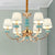 Conical Child Bedroom Hanging Lamp Pleated Fabric Nordic Chandelier Light with Arc Arm 6 Blue Clearhalo 'Ceiling Lights' 'Chandeliers' Lighting' options 2384615_0c07237f-dc9e-49c4-a112-1e2c85a84130
