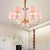 Conical Child Bedroom Hanging Lamp Pleated Fabric Nordic Chandelier Light with Arc Arm 6 Pink Clearhalo 'Ceiling Lights' 'Chandeliers' Lighting' options 2384618_d2f79c4c-d75e-4904-b6b1-c4f9708f2efe