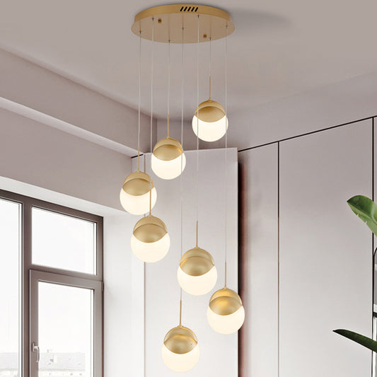 Disc Shaped Acrylic Cluster Pendant Postmodern Gold Finish LED Hanging Light for Restaurant Clearhalo 'Ceiling Lights' 'Modern Pendants' 'Modern' 'Pendant Lights' 'Pendants' Lighting' 2384695