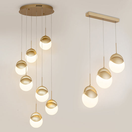 Disc Shaped Acrylic Cluster Pendant Postmodern Gold Finish LED Hanging Light for Restaurant Clearhalo 'Ceiling Lights' 'Modern Pendants' 'Modern' 'Pendant Lights' 'Pendants' Lighting' 2384699
