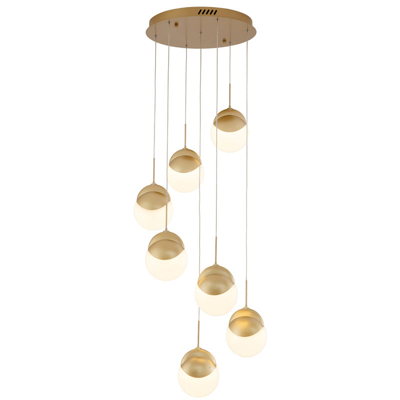 Disc Shaped Acrylic Cluster Pendant Postmodern Gold Finish LED Hanging Light for Restaurant Clearhalo 'Ceiling Lights' 'Modern Pendants' 'Modern' 'Pendant Lights' 'Pendants' Lighting' 2384701
