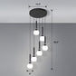Globe Stairs Multi Lamp Ceiling Light Cream Glass Modern Pendant Lighting Fixture 6 Black Dome Clearhalo 'Ceiling Lights' 'Modern Pendants' 'Modern' 'Pendant Lights' 'Pendants' Lighting' 2384708