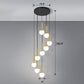 Globe Stairs Multi Lamp Ceiling Light Cream Glass Modern Pendant Lighting Fixture 9 Gold Globe Clearhalo 'Ceiling Lights' 'Modern Pendants' 'Modern' 'Pendant Lights' 'Pendants' Lighting' 2384713