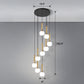 Globe Stairs Multi Lamp Ceiling Light Cream Glass Modern Pendant Lighting Fixture 9 Gold Dome Clearhalo 'Ceiling Lights' 'Modern Pendants' 'Modern' 'Pendant Lights' 'Pendants' Lighting' 2384714