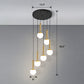 Globe Stairs Multi Lamp Ceiling Light Cream Glass Modern Pendant Lighting Fixture 6 Gold Globe Clearhalo 'Ceiling Lights' 'Modern Pendants' 'Modern' 'Pendant Lights' 'Pendants' Lighting' 2384715
