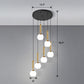 Globe Stairs Multi Lamp Ceiling Light Cream Glass Modern Pendant Lighting Fixture 6 Gold Dome Clearhalo 'Ceiling Lights' 'Modern Pendants' 'Modern' 'Pendant Lights' 'Pendants' Lighting' 2384716