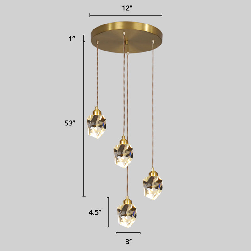 Spiral Cluster Pendant Light Minimalism Metal Living Room Suspension Lamp in Gold 4 Gold Diamond Clearhalo 'Ceiling Lights' 'Modern Pendants' 'Modern' 'Pendant Lights' 'Pendants' Lighting' 2384725