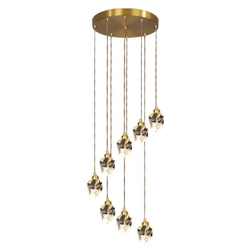 Spiral Cluster Pendant Light Minimalism Metal Living Room Suspension Lamp in Gold Clearhalo 'Ceiling Lights' 'Modern Pendants' 'Modern' 'Pendant Lights' 'Pendants' Lighting' 2384726