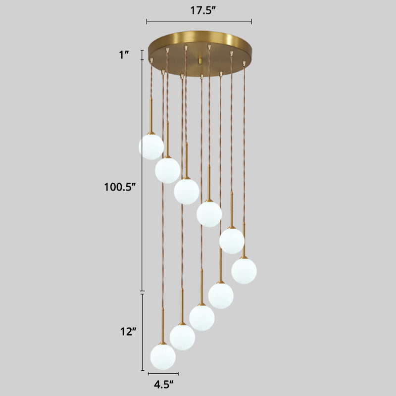 Spiral Cluster Pendant Light Minimalism Metal Living Room Suspension Lamp in Gold 10 Gold Globe Clearhalo 'Ceiling Lights' 'Modern Pendants' 'Modern' 'Pendant Lights' 'Pendants' Lighting' 2384727