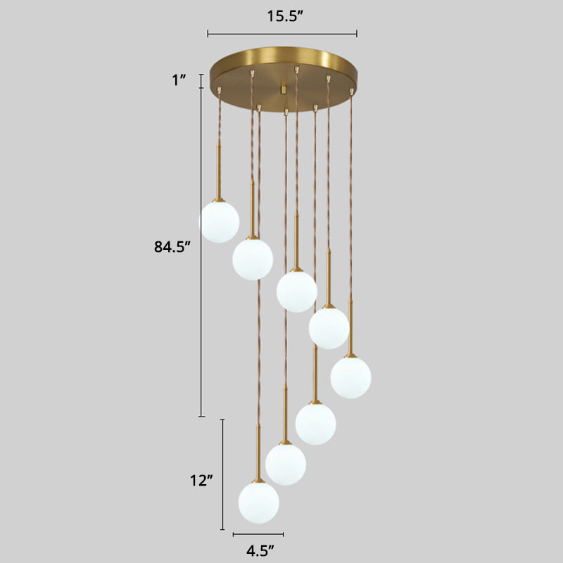 Spiral Cluster Pendant Light Minimalism Metal Living Room Suspension Lamp in Gold 8 Gold Globe Clearhalo 'Ceiling Lights' 'Modern Pendants' 'Modern' 'Pendant Lights' 'Pendants' Lighting' 2384730