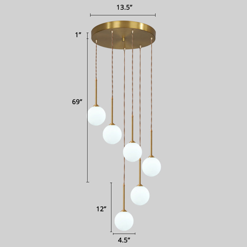 Spiral Cluster Pendant Light Minimalism Metal Living Room Suspension Lamp in Gold 6 Gold Globe Clearhalo 'Ceiling Lights' 'Modern Pendants' 'Modern' 'Pendant Lights' 'Pendants' Lighting' 2384731