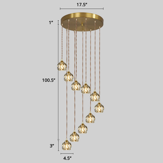 Spiral Cluster Pendant Light Minimalism Metal Living Room Suspension Lamp in Gold 10 Gold Rhombus Clearhalo 'Ceiling Lights' 'Modern Pendants' 'Modern' 'Pendant Lights' 'Pendants' Lighting' 2384734