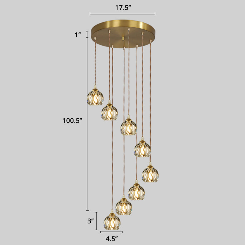 Spiral Cluster Pendant Light Minimalism Metal Living Room Suspension Lamp in Gold 8 Gold Rhombus Clearhalo 'Ceiling Lights' 'Modern Pendants' 'Modern' 'Pendant Lights' 'Pendants' Lighting' 2384735