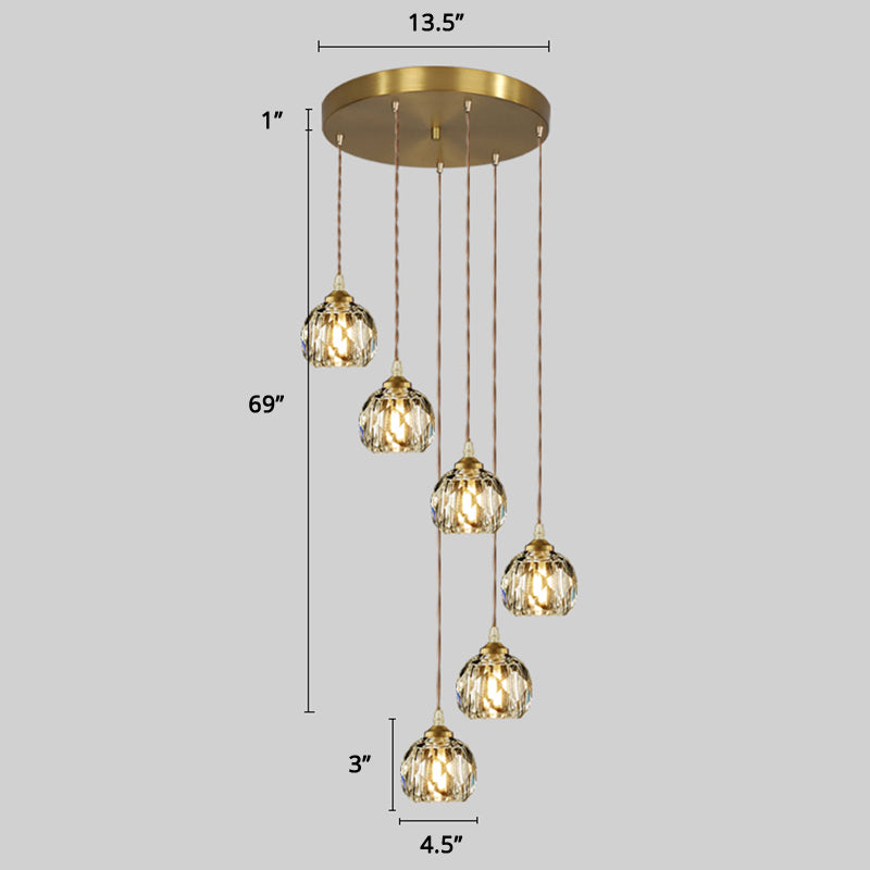 Spiral Cluster Pendant Light Minimalism Metal Living Room Suspension Lamp in Gold 6 Gold Rhombus Clearhalo 'Ceiling Lights' 'Modern Pendants' 'Modern' 'Pendant Lights' 'Pendants' Lighting' 2384736
