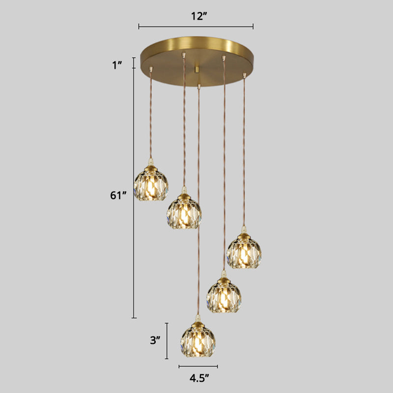 Spiral Cluster Pendant Light Minimalism Metal Living Room Suspension Lamp in Gold 5 Gold Rhombus Clearhalo 'Ceiling Lights' 'Modern Pendants' 'Modern' 'Pendant Lights' 'Pendants' Lighting' 2384737