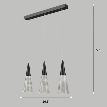 Cone LED Multi Pendant Ceiling Light Novelty Modern Dining Room Suspension Light 3 Black Linear Clearhalo 'Ceiling Lights' 'Modern Pendants' 'Modern' 'Pendant Lights' 'Pendants' Lighting' 2384769