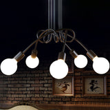 Metal Knot Chandelier Industrial Living Room Suspension Lamp with Bare Bulb Design in Black 5 Black Clearhalo 'Cast Iron' 'Ceiling Lights' 'Chandeliers' 'Industrial Chandeliers' 'Industrial' 'Metal' 'Middle Century Chandeliers' 'Rustic Chandeliers' 'Tiffany' Lighting' 2384834
