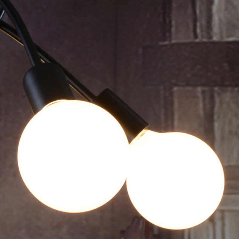 Metal Knot Chandelier Industrial Living Room Suspension Lamp with Bare Bulb Design in Black Clearhalo 'Cast Iron' 'Ceiling Lights' 'Chandeliers' 'Industrial Chandeliers' 'Industrial' 'Metal' 'Middle Century Chandeliers' 'Rustic Chandeliers' 'Tiffany' Lighting' 2384838